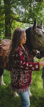 Burgundy Bandana Cardigan