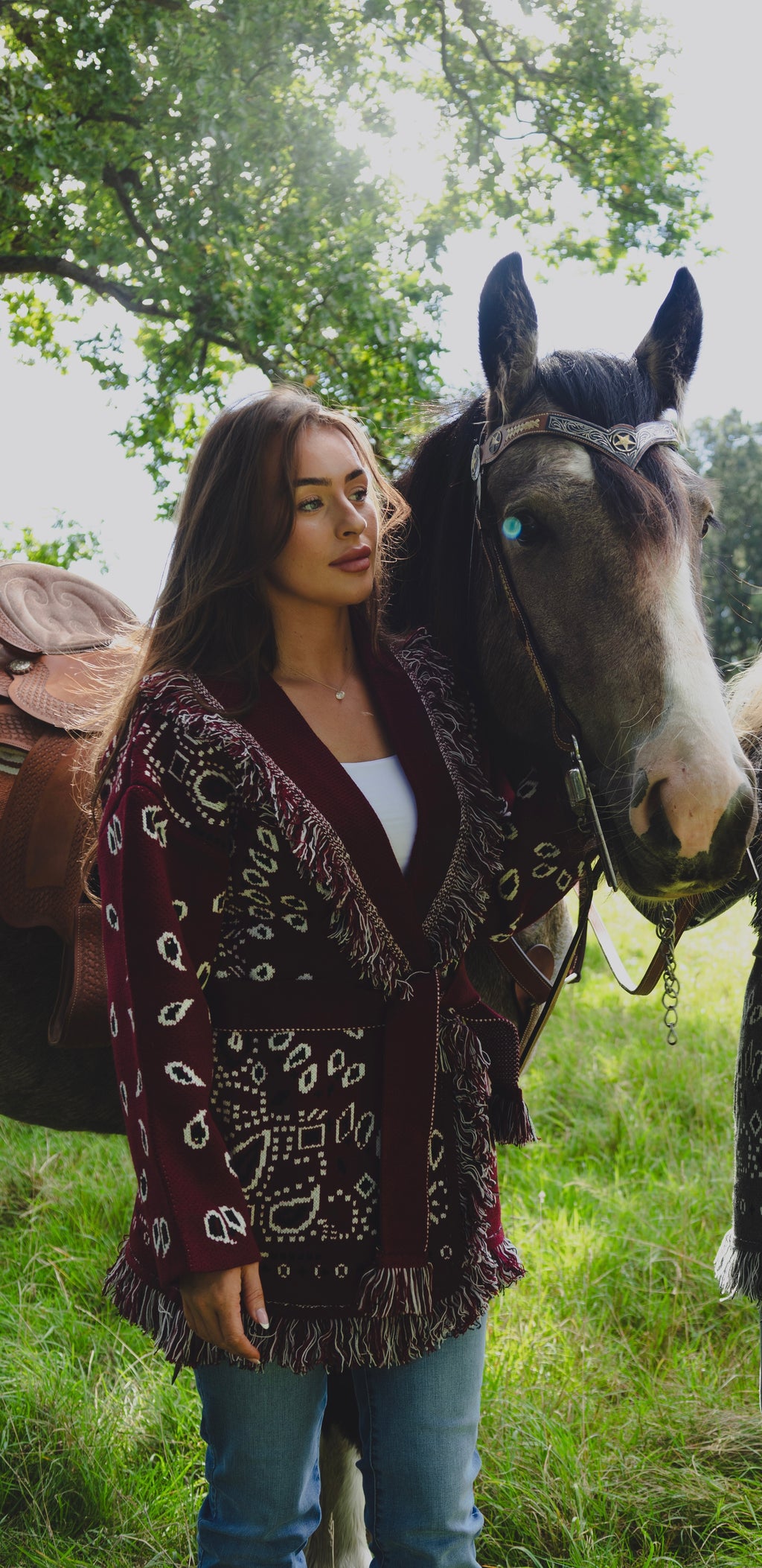 Burgundy Bandana Cardigan
