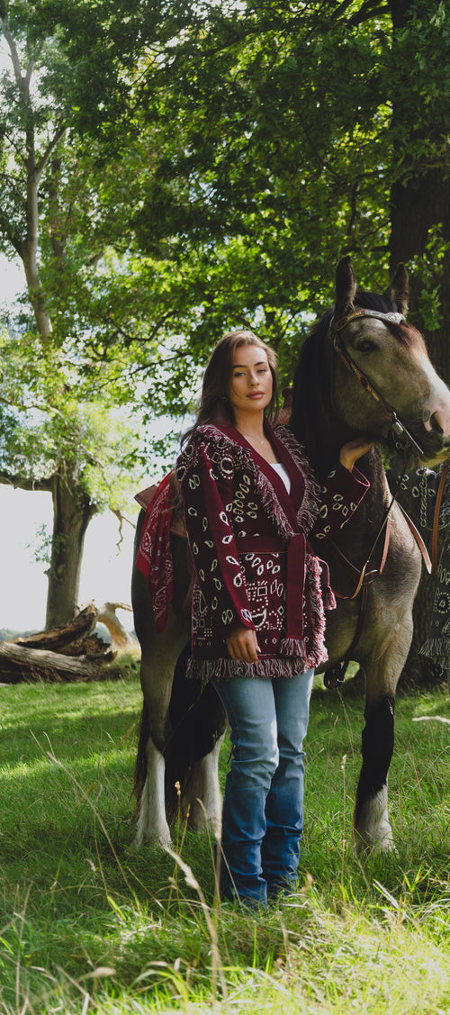 Burgundy Bandana Cardigan