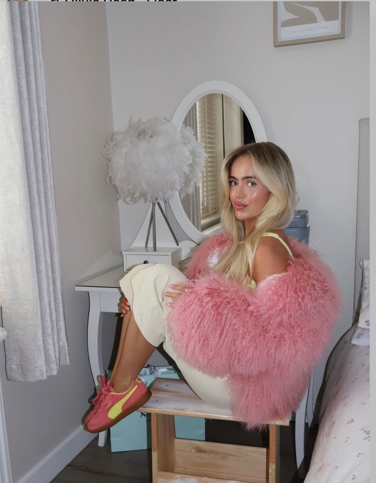 Rosy pink mongolian fur