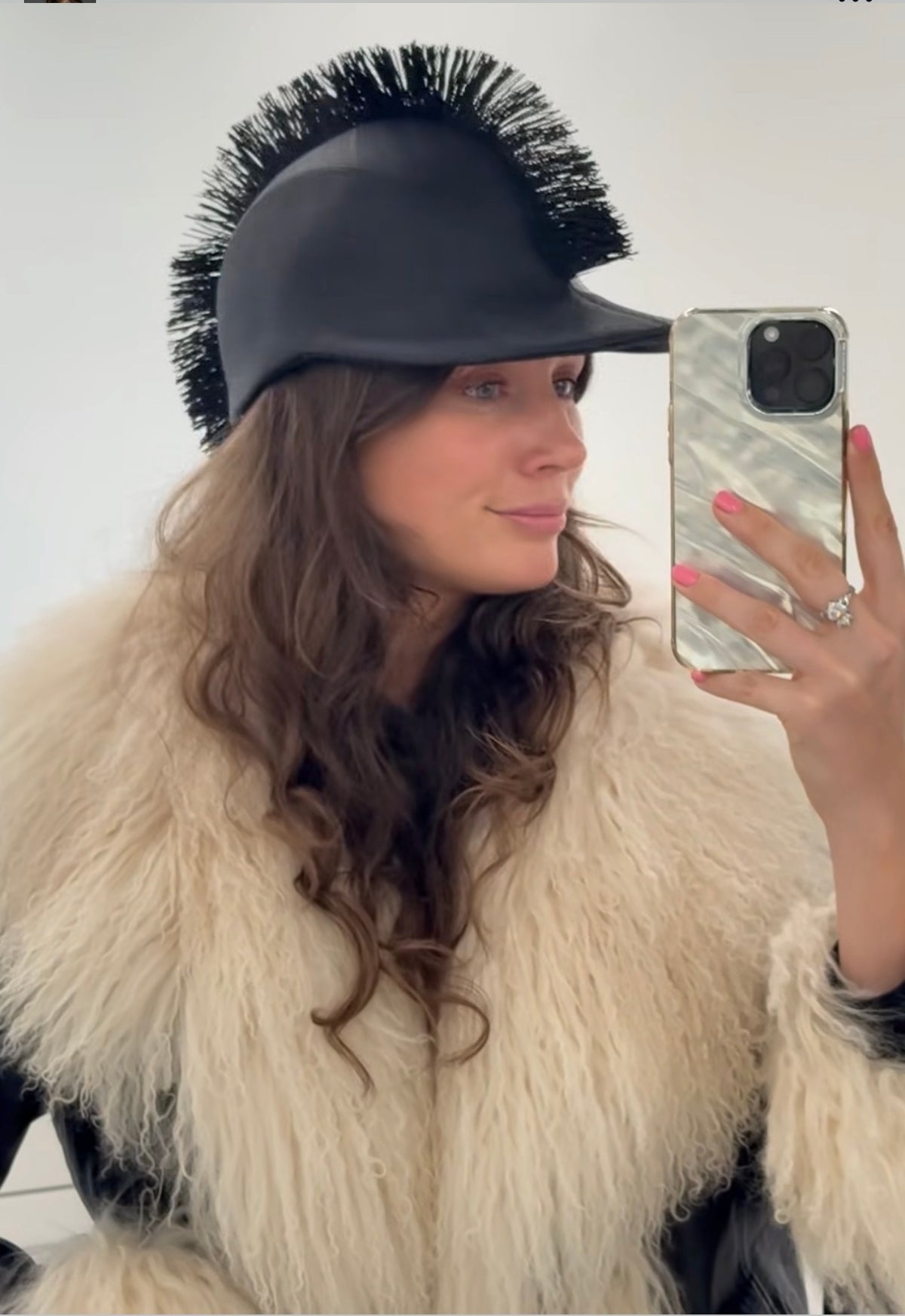 Leather Mongolian fur coat